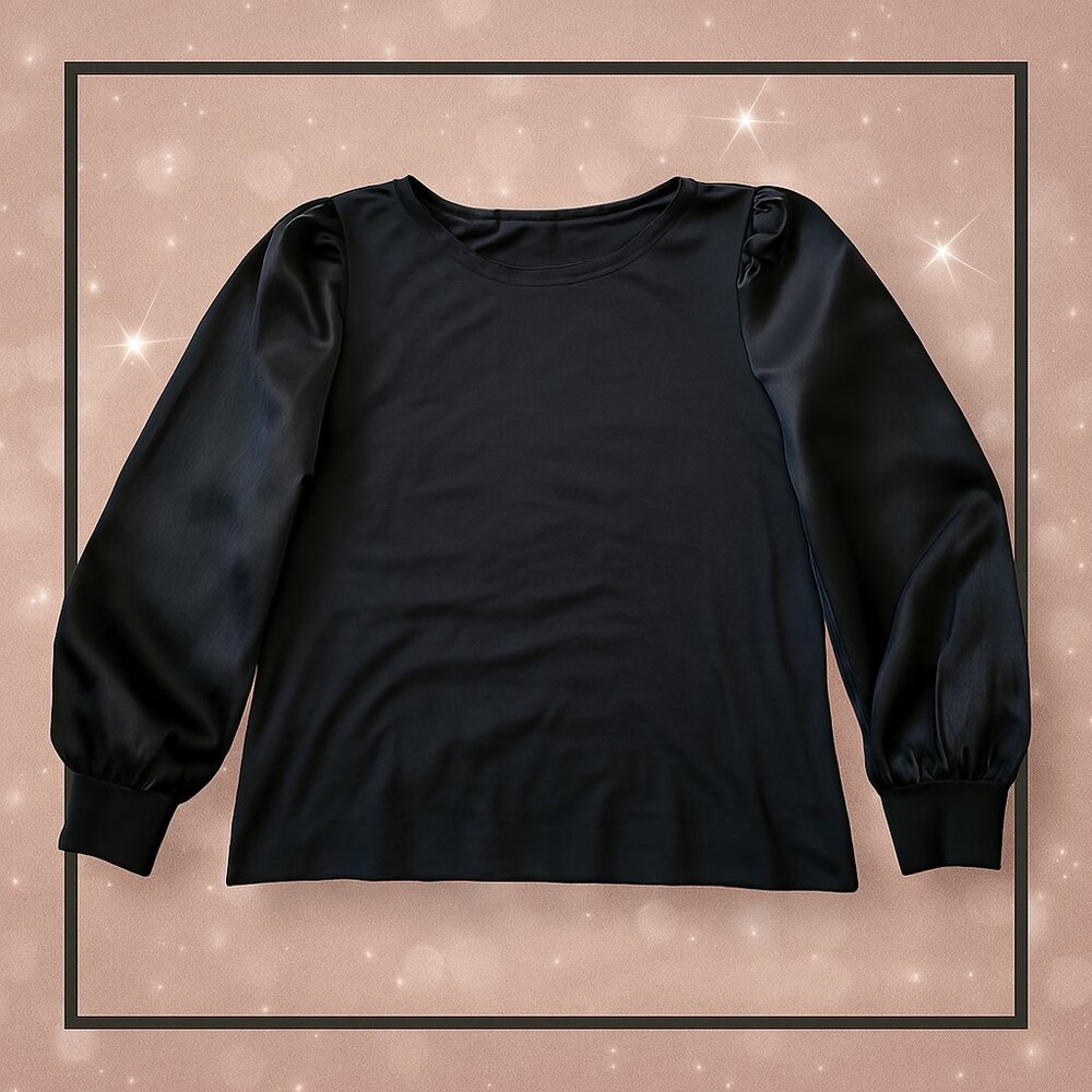 - 💫 Soft Meets Chic – Hunter McGrady Blouse  Sweatshirt Fabric + Sheer Arms